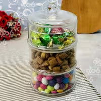 کندی شیشه ای 3طبقه قطر 13سانت جام