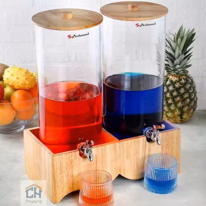 کلمن شیشه ای دوقلو پایه چوبی طرح موناکو مدل 3216