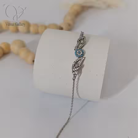 دستبند نقره طرح جواهر مدل چشم ونظر کد4935