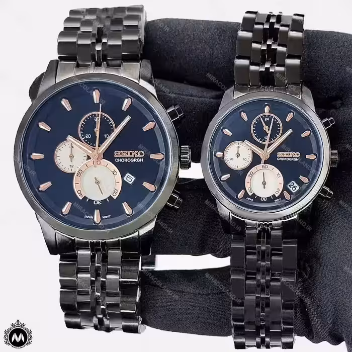 ساعت مچی ست مردانه زنانه سیکو مشکی SEIKO CHOROGRGH S2056GL