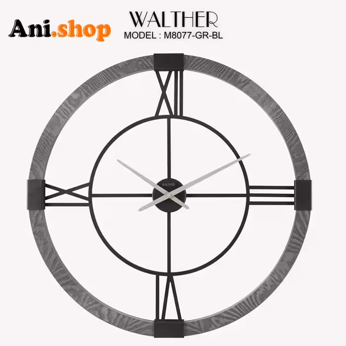 ساعت دیواری قطر 80 ترکیب چوب و فلز M8077_GR_BL