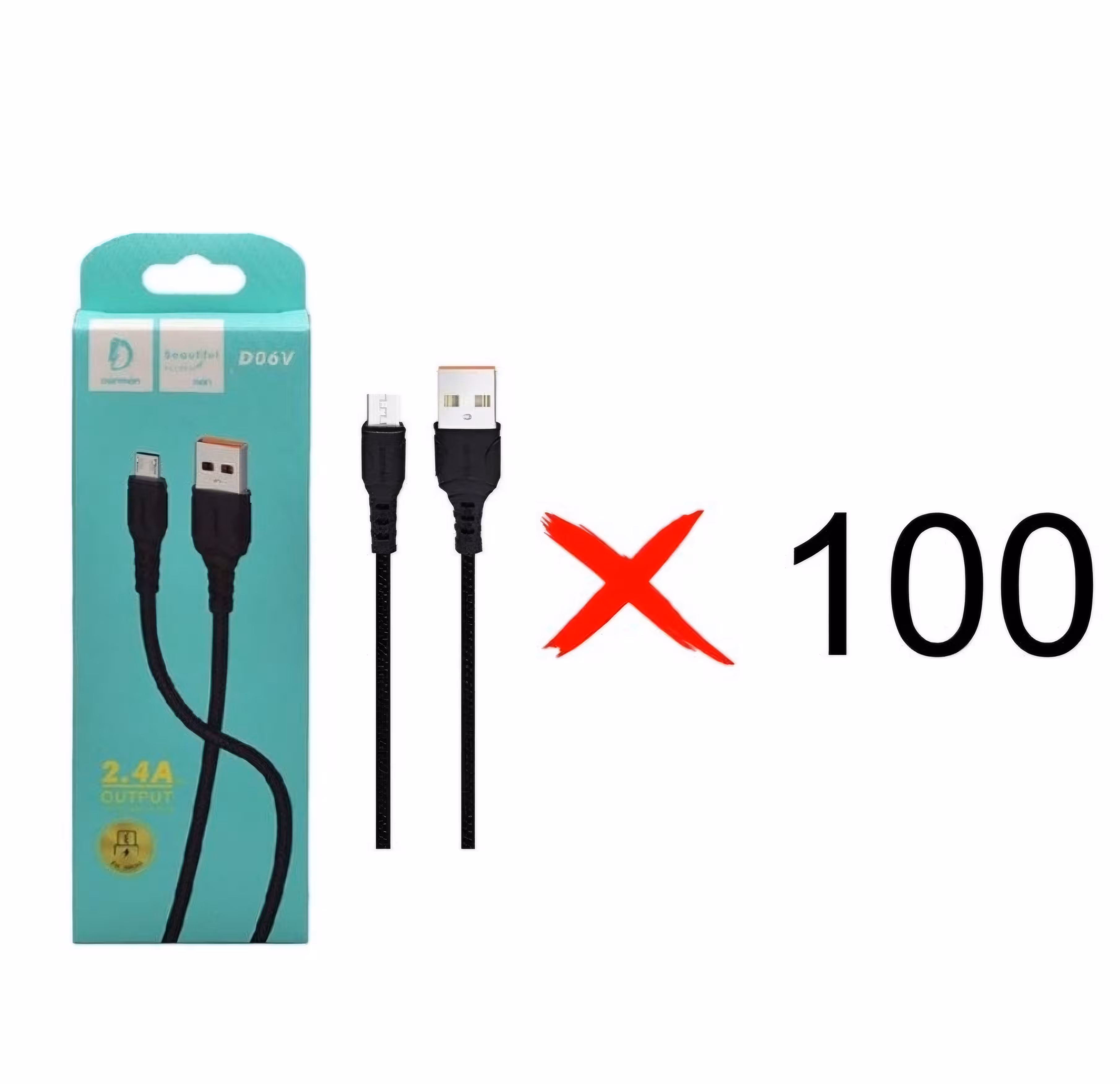 کابل شارژ میکرو اندروید DENMEN مدل D06V (سبد 100 عددی)