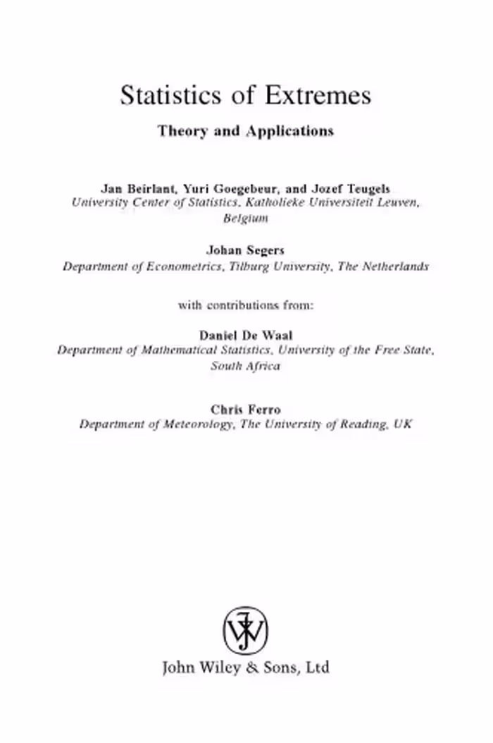 خرید و دانلود نسخه کامل کتاب Statistics of Extremes: Theory and Applications
