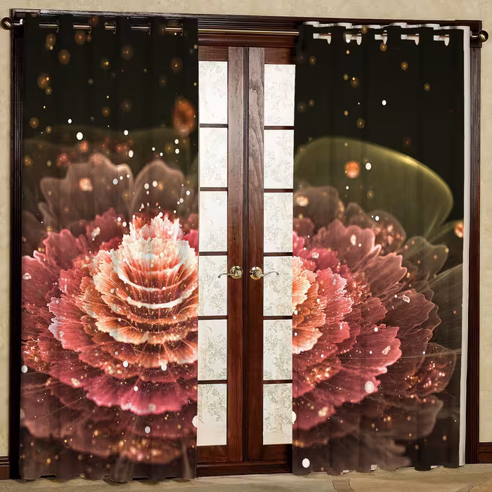 پرده مدل گل دار مخمل پانچی کد 1392 سایز 140x280 سانتی متر