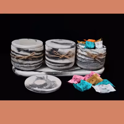 بانکه مدل سنگی کد 990 مجموعه 3 عددی به همراه سینی