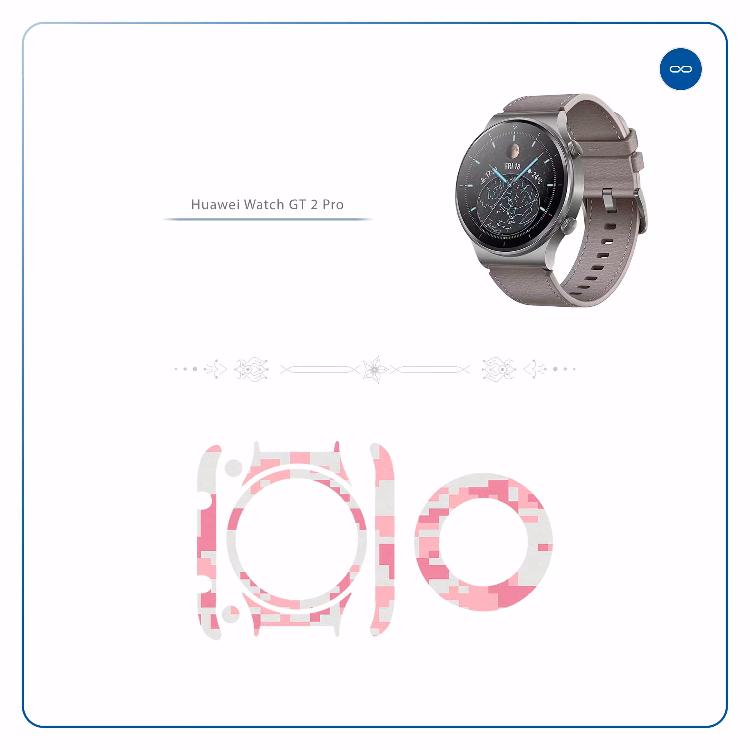 برچسب ماهوت طرح Army Pink pixel مناسب برای ساعت هوشمند هوآوی Watch GT 2 Pro