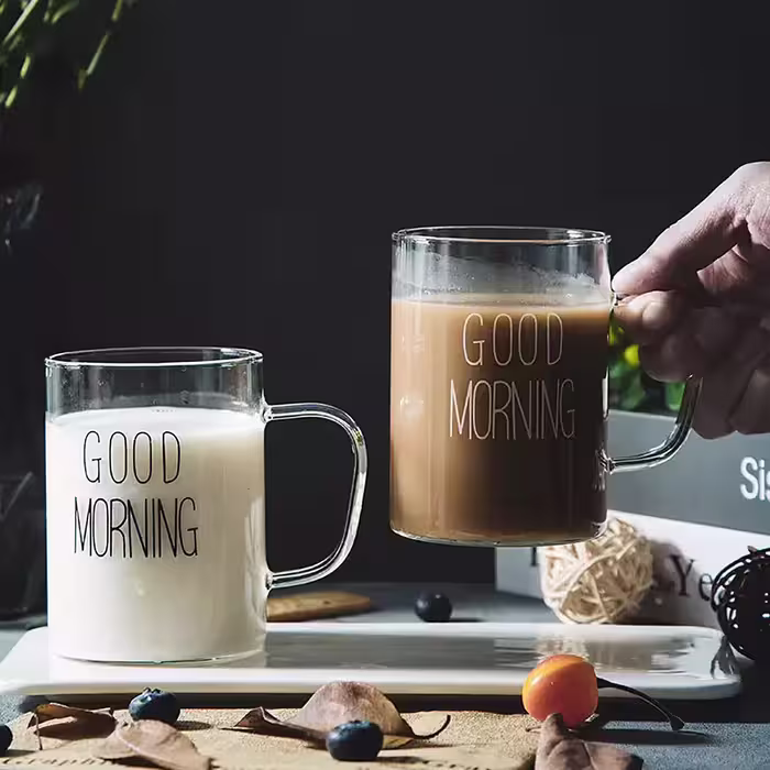 ماگ مدل شیشه ای طرح good morning