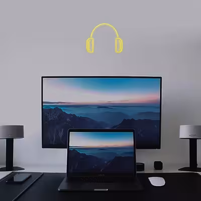 چراغ دیواری نئون دیزاین طرح Headphone_YL