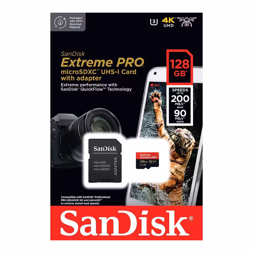 کارت حافظه میکرو اس دی سن دیسک Extreme PRO A2 4K 200MB/s - 128GB
