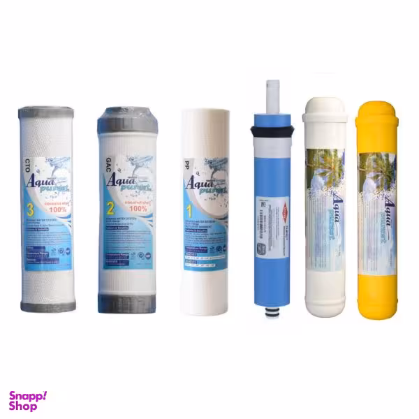 فیلتر دستگاه تصفیه کننده آب آکوا پیورست مدل RO-NEW06 مجموعه 5 عددی به همراه فیلتر ممبران فیلمتک کد 75-1812