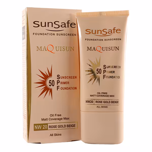 ضد آفتاب کرم پودری و پرایمری فاقد چربی SPF50 سان سیف 40میل (انواع رنگ ها)
