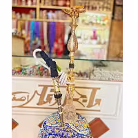 قلیان برنجی مدل گلدان خاتم با لبی استخوان و گارانتی 10 ساله