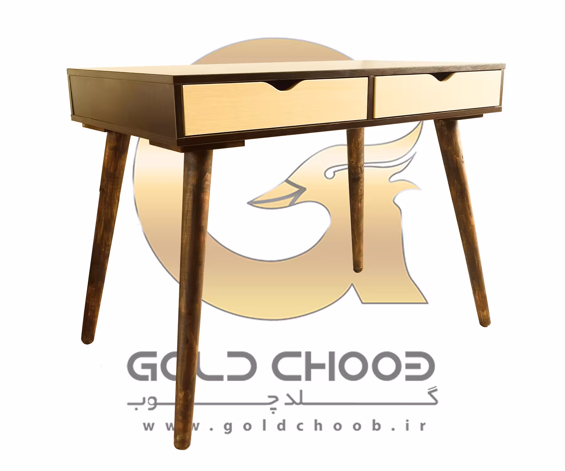 میز تحریر پایه چوبی دو کشو GT102