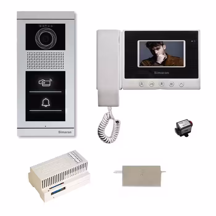 مجموعه دربازکن تصویری سیماران مدل 43HS-VFBT1 یک طبقه به همراه محافظ ولتاژ مانیتور