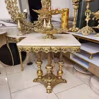 میز خاطره صفحه سنگ با آبکاری برنز و آلیاژ آلومینیوم ساخت اصفهان