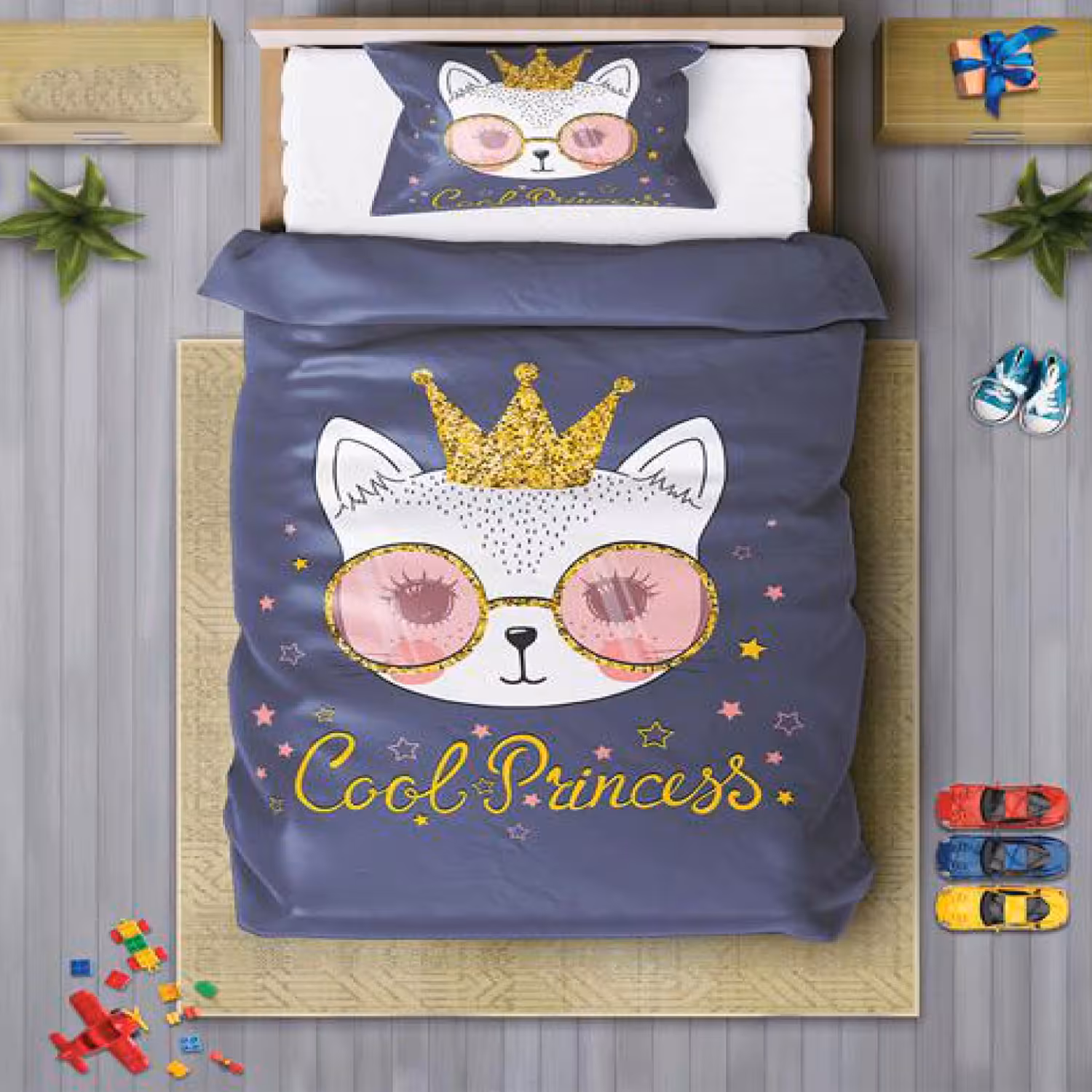 سرویس روتختی دخترانه چیداری مدل 7085 یک نفره چهار تکه