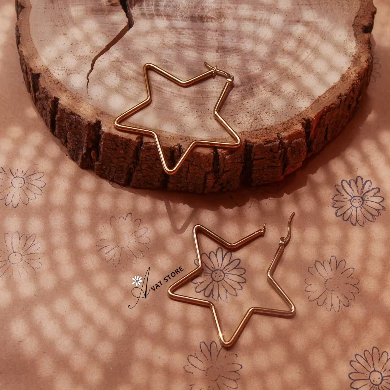 گوشواره زنانه استیل طرح ستاره ( سایز 5 سانت )
