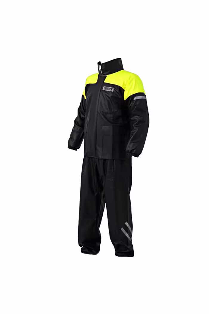 بارانی موتورسوار زرد 1134 Pvc بازتابنده Raincoat بالا فوقانی ست سیاه فورت جی تی Forte Gt