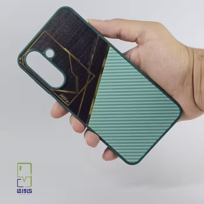 قاب سامسونگ S24FE هیبریدی ضدضربه | طرح فیبر کربن یشمی | samsung s24fe