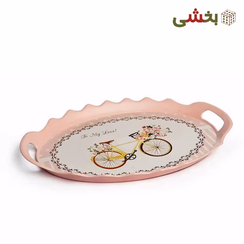 سینی بیضی لبه داربزرگ طرح ترک گلد