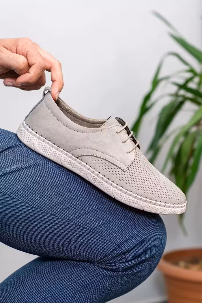 کفش روزمره مردانه چرمی اصل تابستانی لوفر به رنگ بژ – 6483