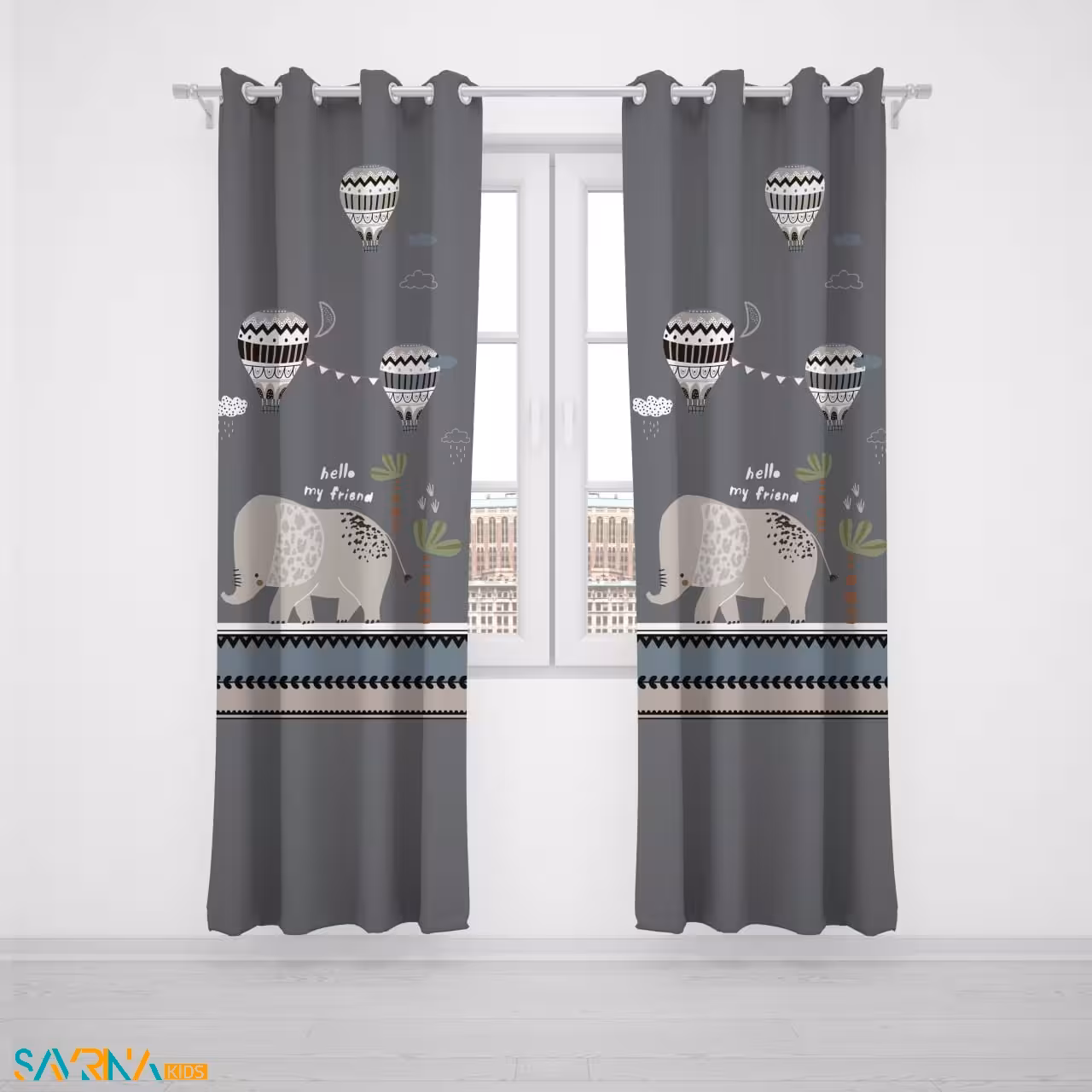 پرده پنلی بچگانه طرح فیل ناناز کد A3046