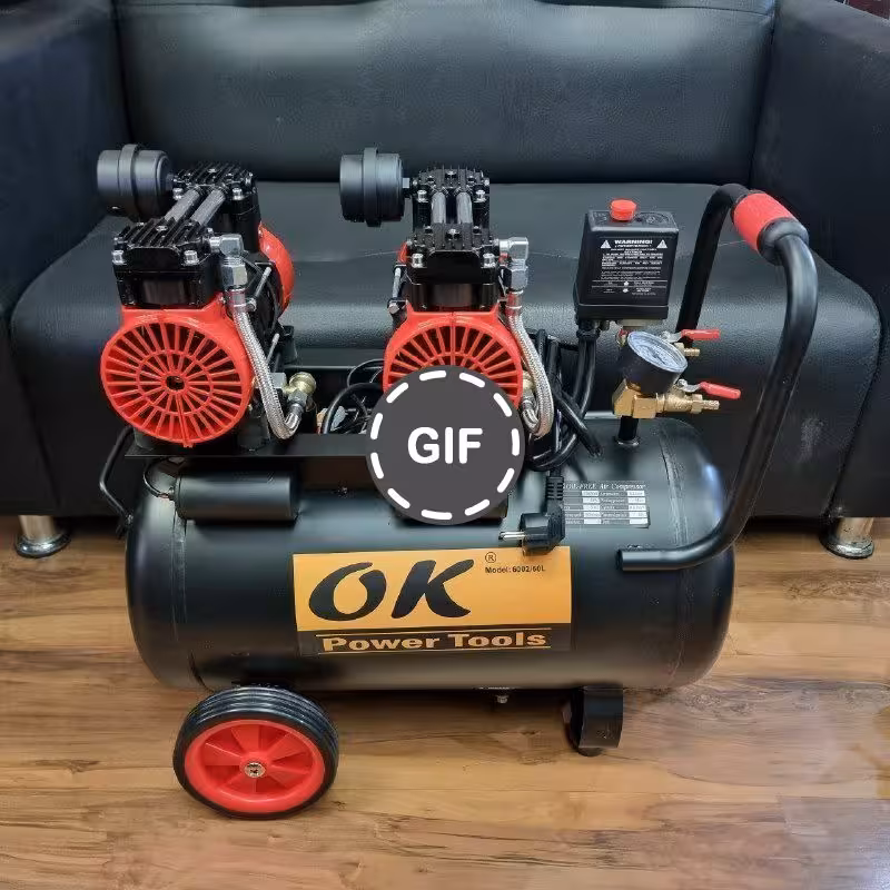 کمپرسور باد سایلنت 60 لیتری دو سیلندر اوکی مدل 6002