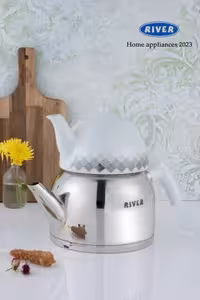 کتری قوری استیل لوله 2/7لیتر دسته سفید ریور کد 3891
