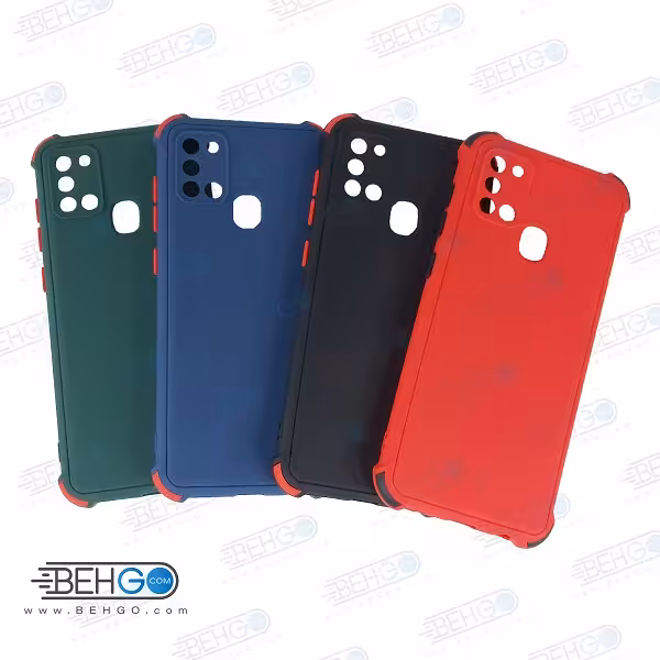 قاب سامسونگ A21S کاور ژله ای دکمه رنگی با محافظ لنز دوربین گوشی Samsung A21S
