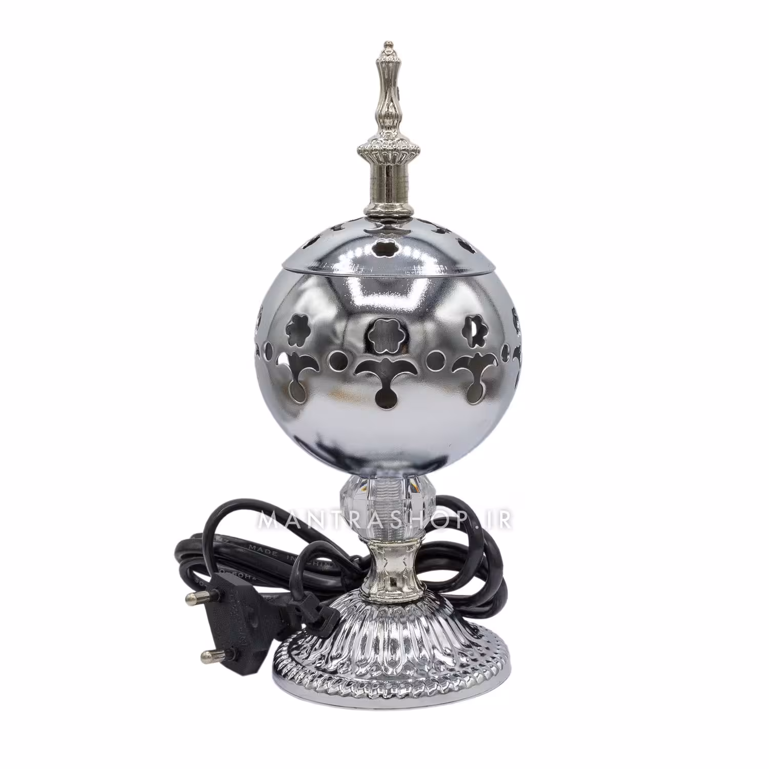 بخور سوز برقی فلزی رنگ نقره ای کد 270