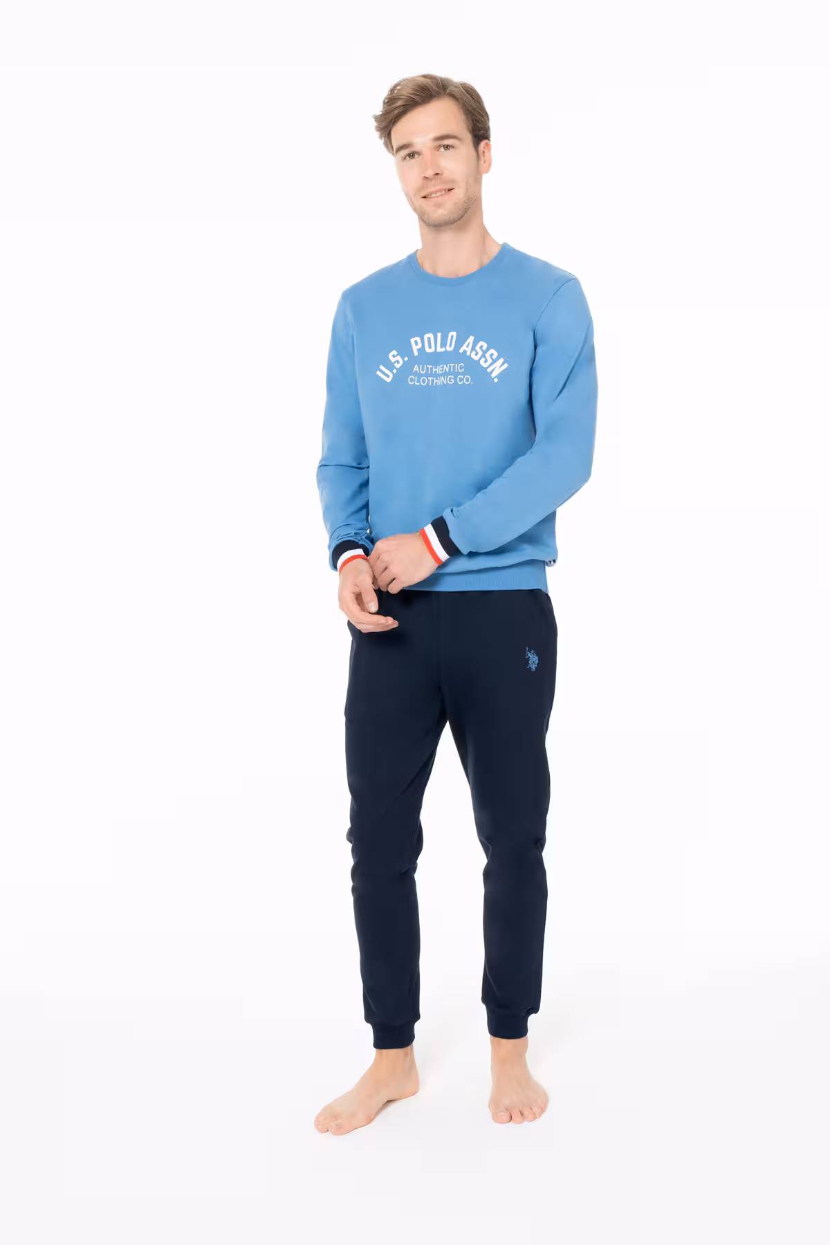 ست پیژامه مردانه پایه چوگان ASSN. لباس خانه آبی مردان U.S. Polo Assn.