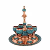 سرویس شربت خوری فیروزه کوبی کوچک بدون سینی کد 1060