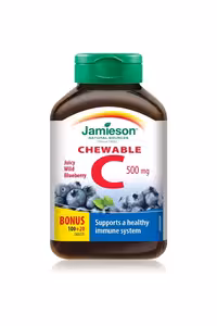 قرص ویتامین C بلوبری وحشی مقدار 500 میلی‌گرم Jamieson - بسته 120 عددی