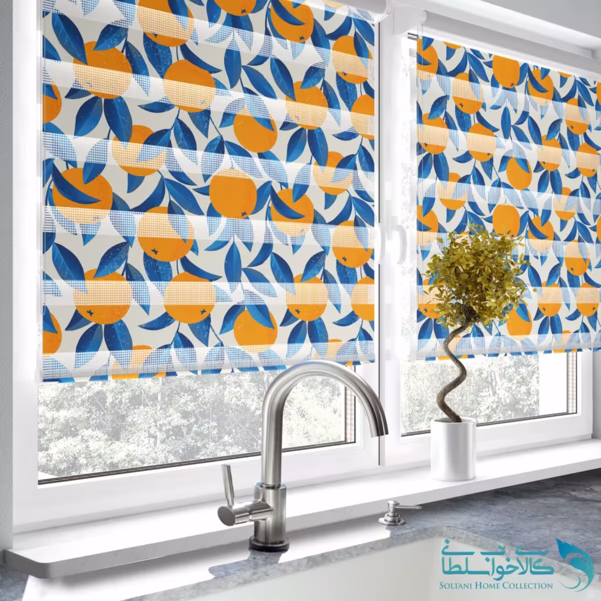 پرده زبرا طرح پرتقال آشپزخانه کد 1779