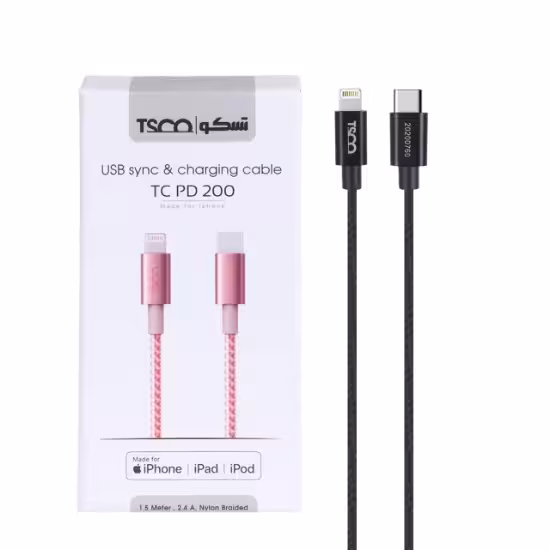 کابل تبدیل USB به لایتنینگ فست شارژ تسکو مدل TC-PD200 طول 1.5 متر