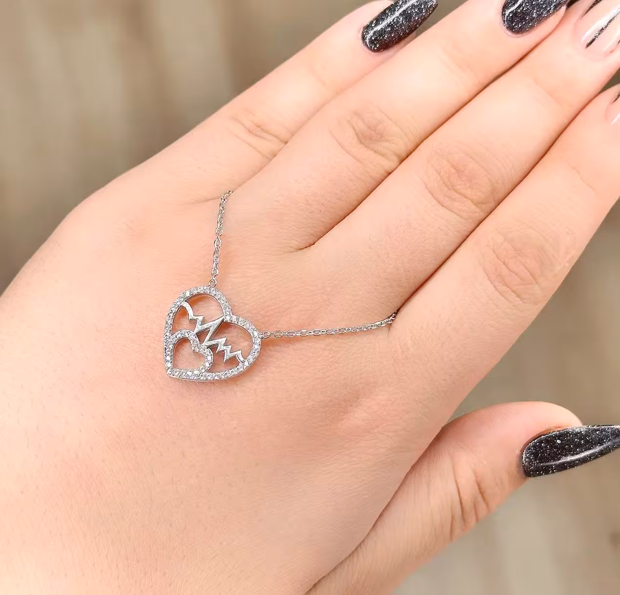 گردنبند قلب زنانه نقره کد 20181