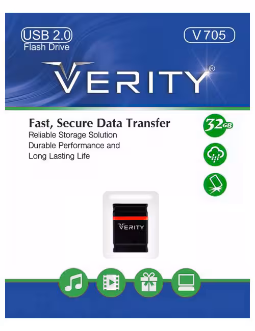 فلش مموری وریتی مدل V705 مشکی ظرفیت 32 گیگابایت