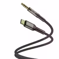 کابل تبدیل AUX به USB-C، طول 1.2 متر، روکش کنفی، مدل Budi DC131TX12A