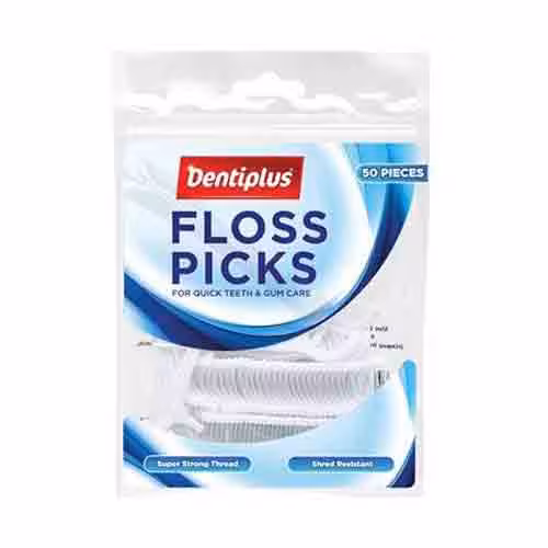 نخ دندان بریتانیایی دنت پلاس DENTIPLUS – FLOSS PICKS بسته 50 عددی