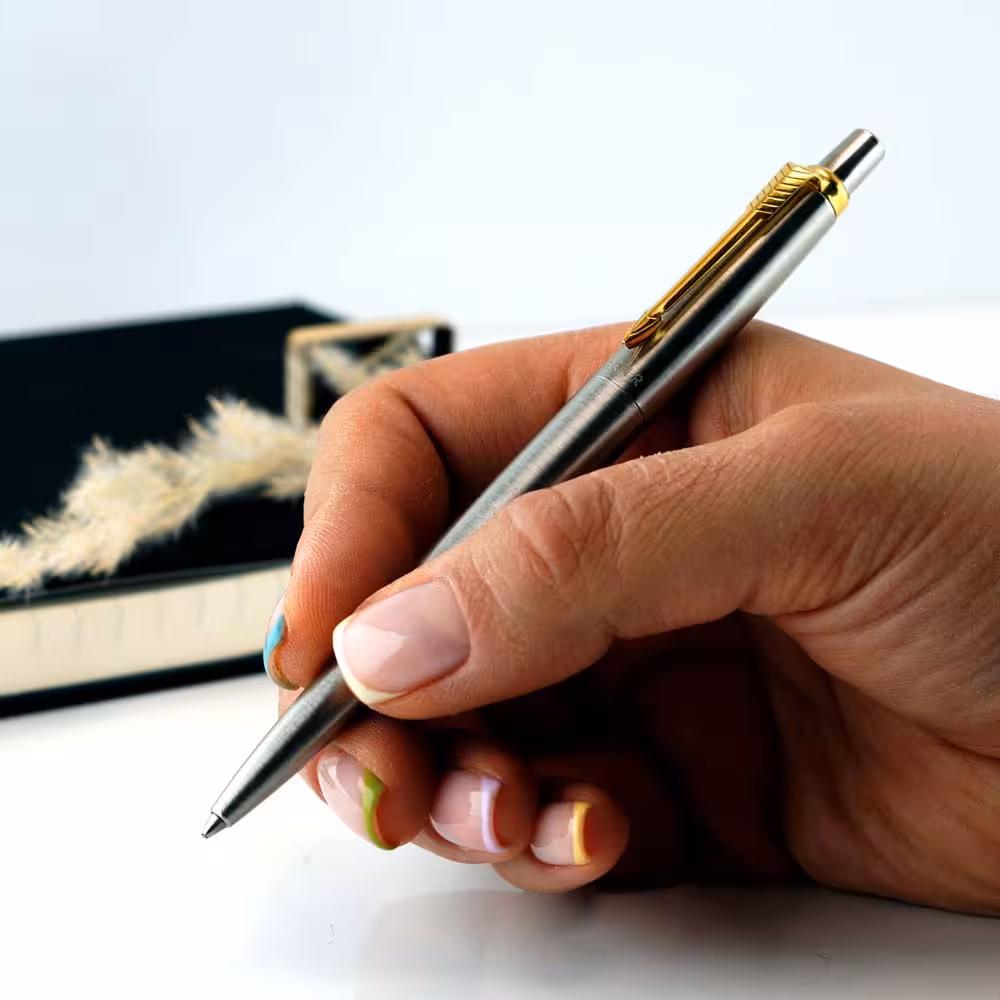 خودکار پارکر ژوتر تمام استیل گیره طلایی [خوش قیمت] PARKER Jotter golden clip BP