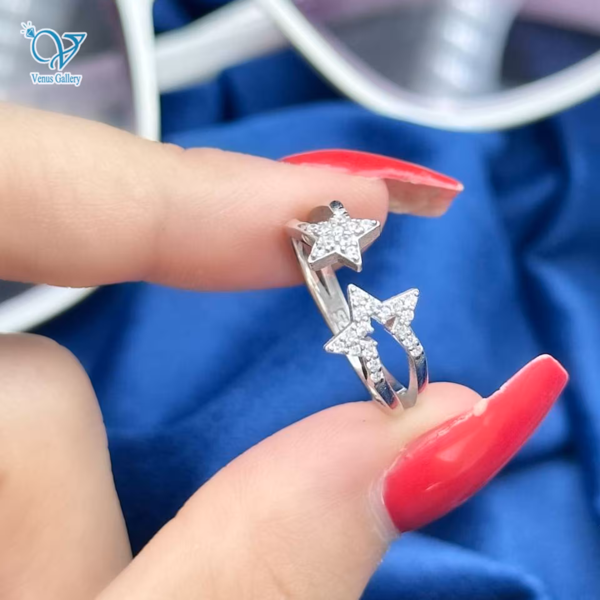 انگشتر نقره دخترانه مدل ستاره کد 3614