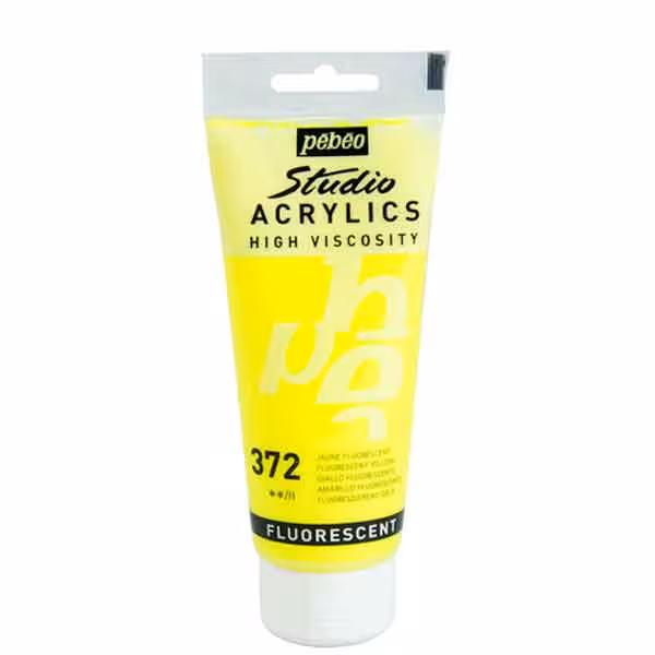 رنگ اکریلیک pebeo کد 372 (fluorescent yellow) 100 میل