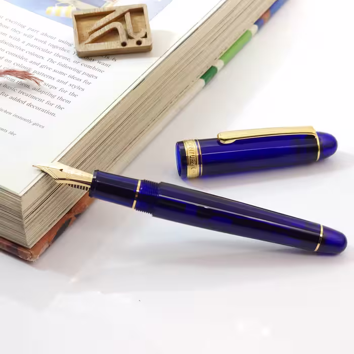 خودنویس پلاتینیوم سنتری آبی گیره طلا مدل 3776 Platinum Century FP Chartres blue gold trim