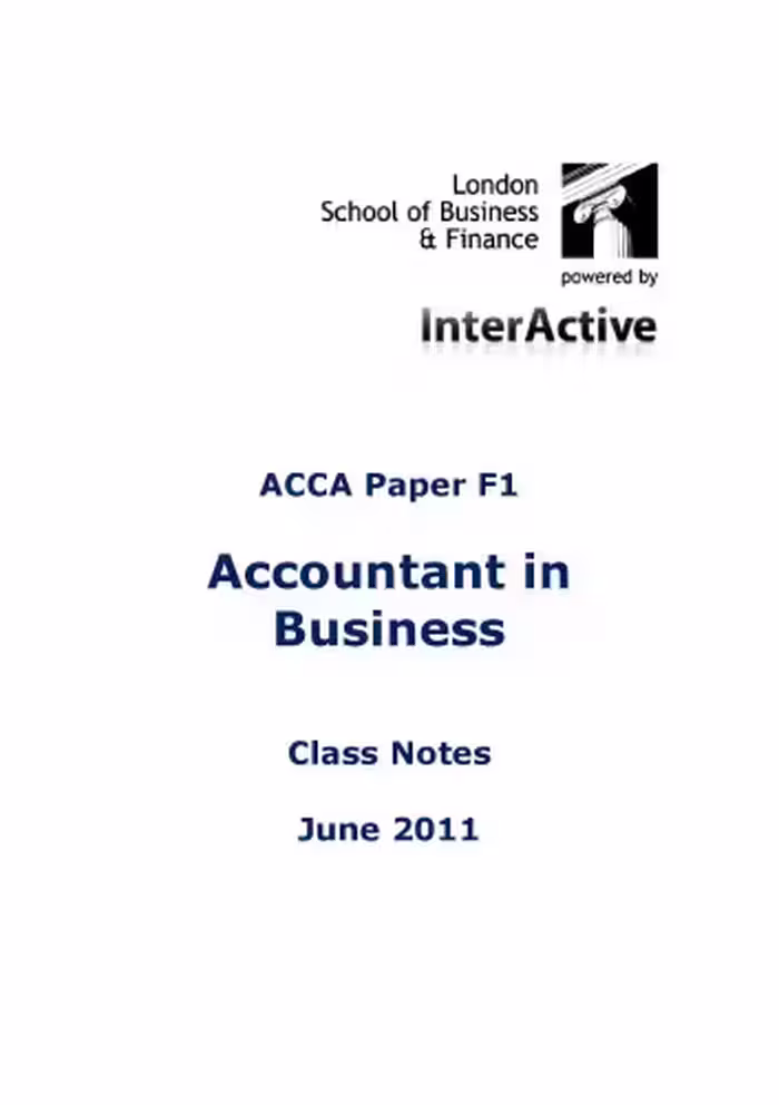 خرید و دانلود نسخه کامل کتاب LSBF notes ACCA F1