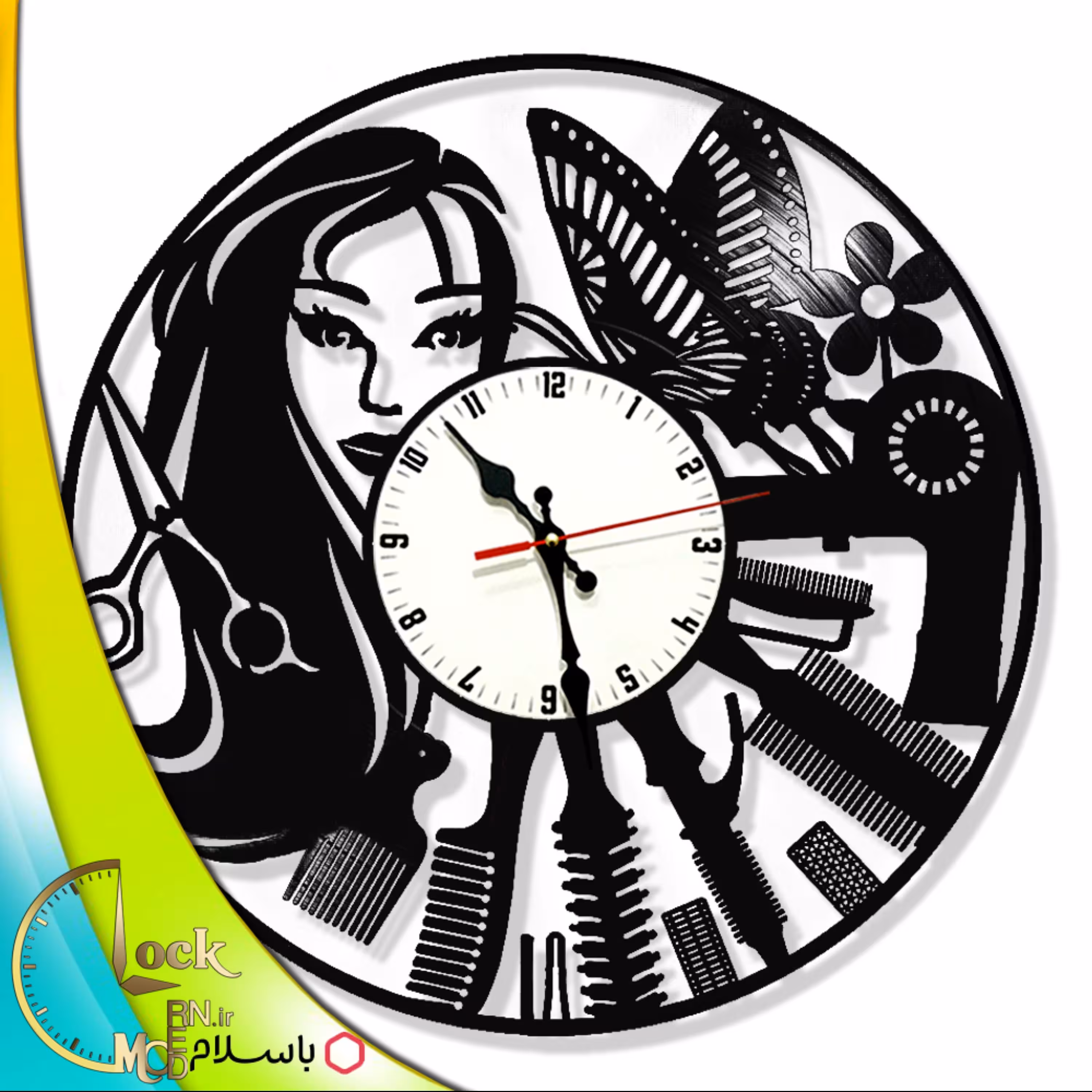 ساعت دیواری طرح سالن زیبایی کد 619 (پس کرایه)