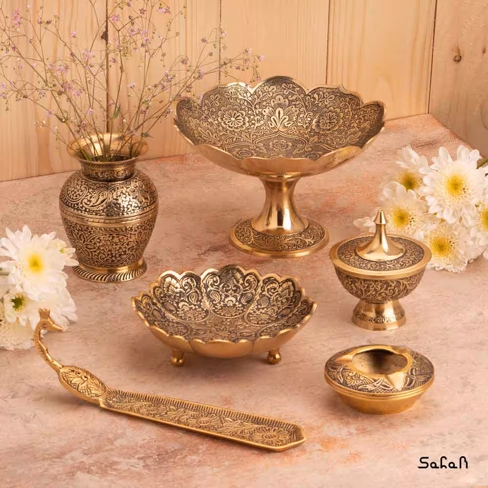 ست پذیرایی برنجی طلایی کد 130