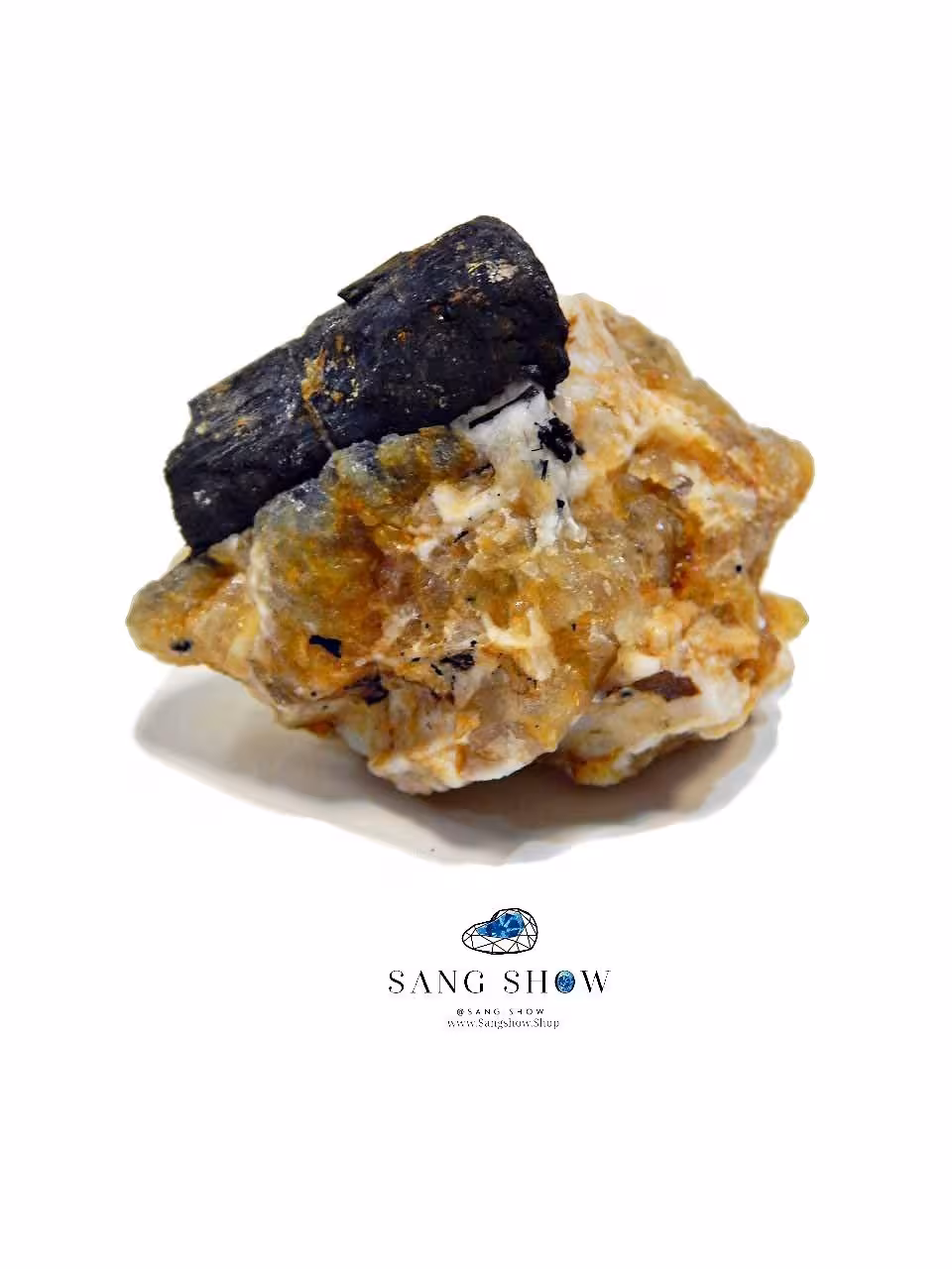 سنگ تورمالین زیبا بر بستر موسکوویت نمونه استثنایی و اصل و معدنی S1269