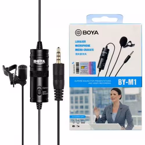 میکروفن یقه ای برند Boya با کابل 6 متر مدل BY-M1Boya BY-M1 clip microphone