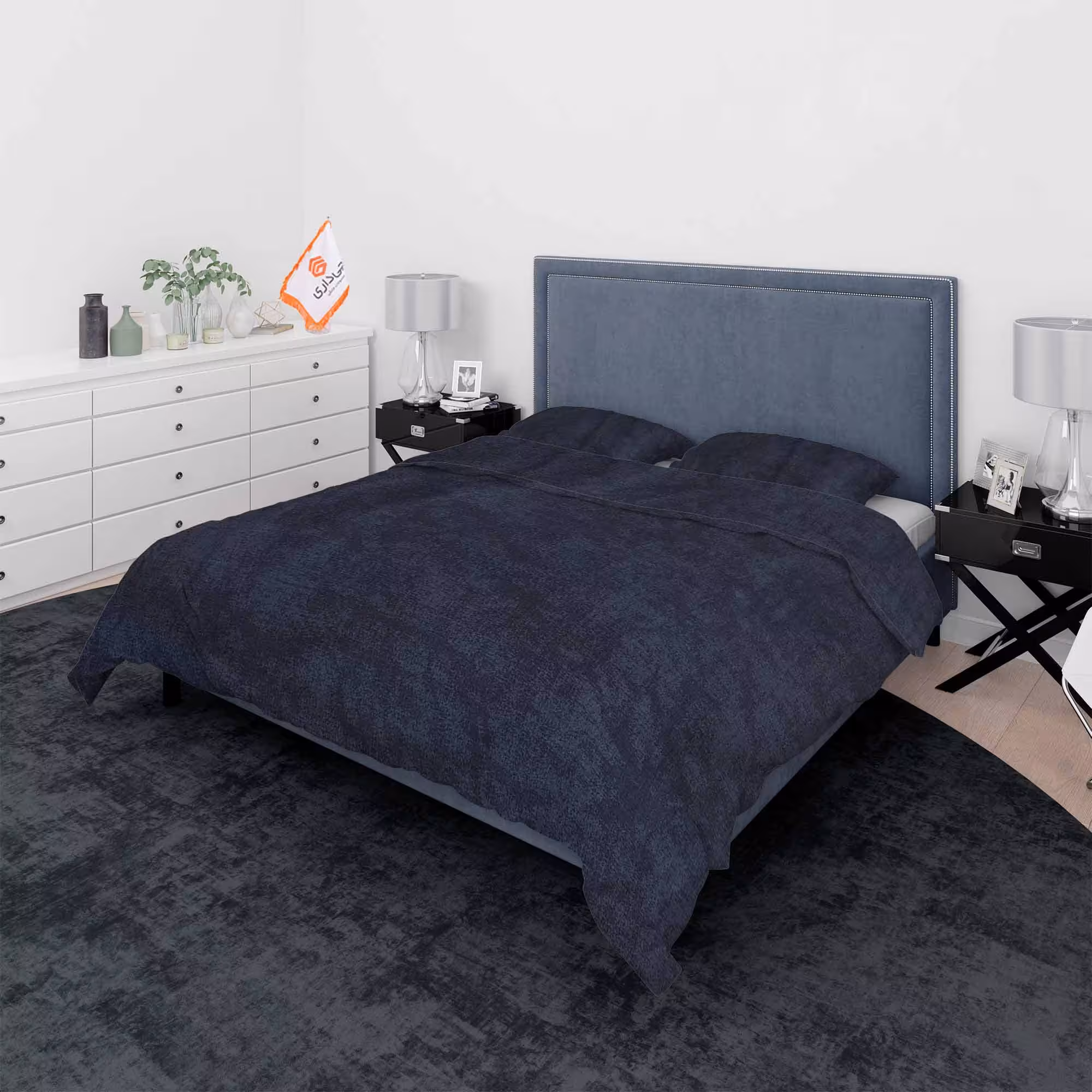 سرویس روتختی کاوری ترک طرح پتینه سرمه ای