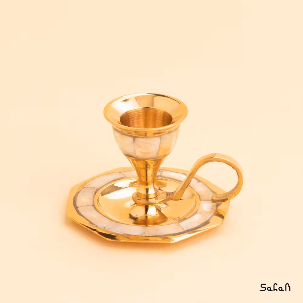 شمعدان انگشتی برنجی صدفی جفت